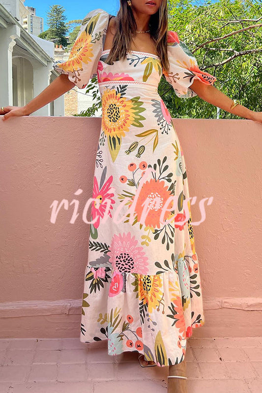 White Margot Floral Maxi Dress