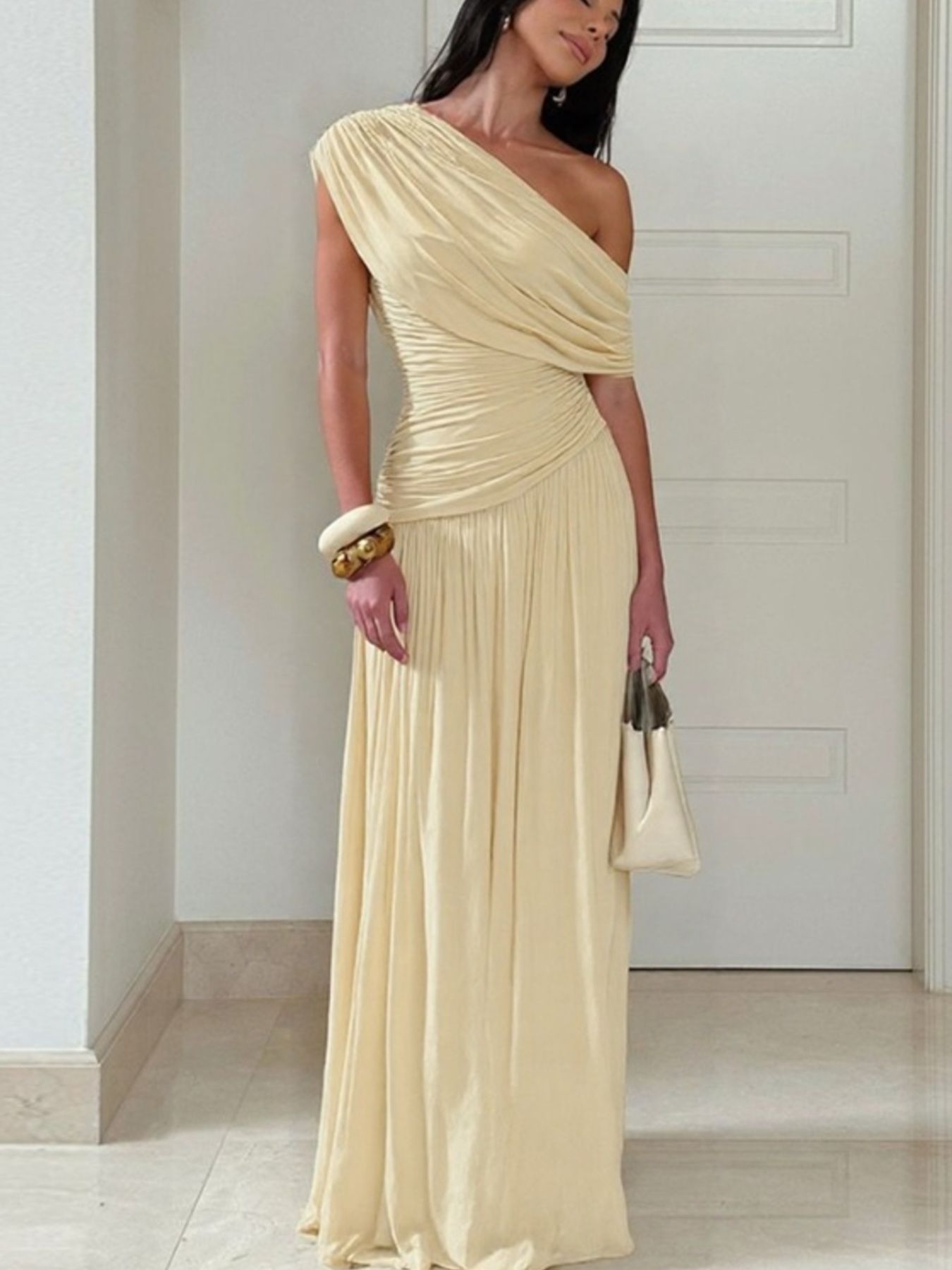 Shoulder Ruched Maxi Dress Margot One-Shoulder Ruched Maxi Dress