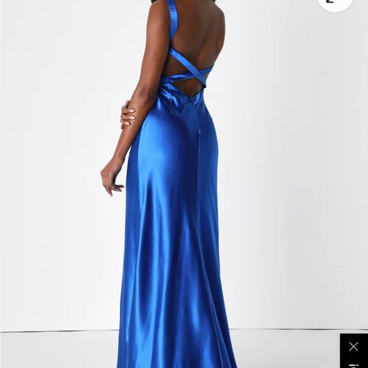 Margot Satin Maxi Dress in Royal Blue