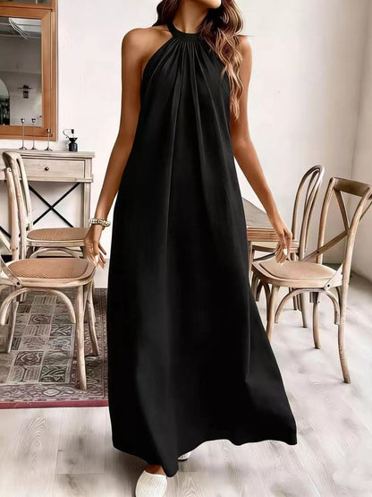 Black Margot Halter Maxi Dress in Cream