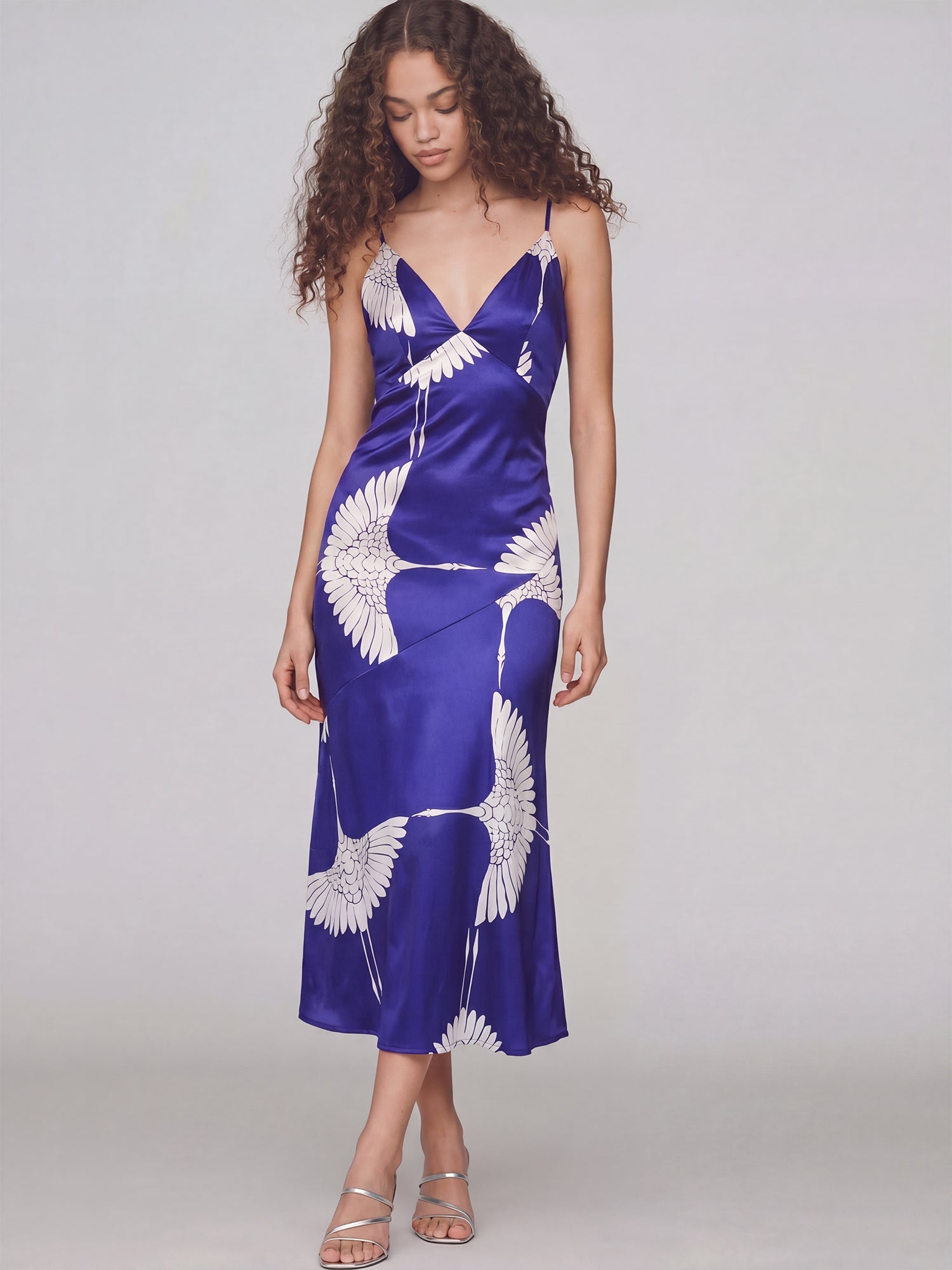 BLUE - NAVY Iris Satin Midi Dress