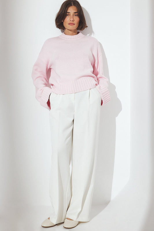 Folded Sleeve Knitted Sweater