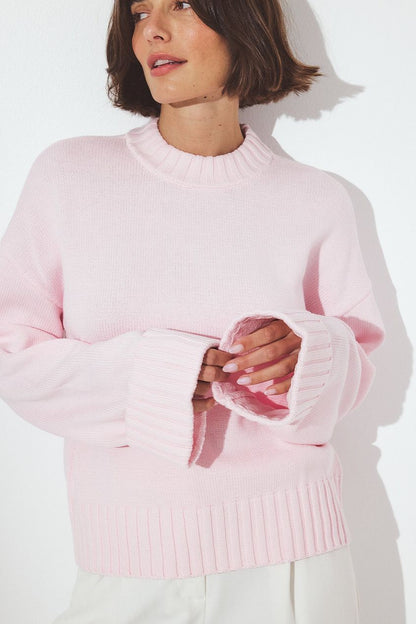 Folded Sleeve Knitted Sweater