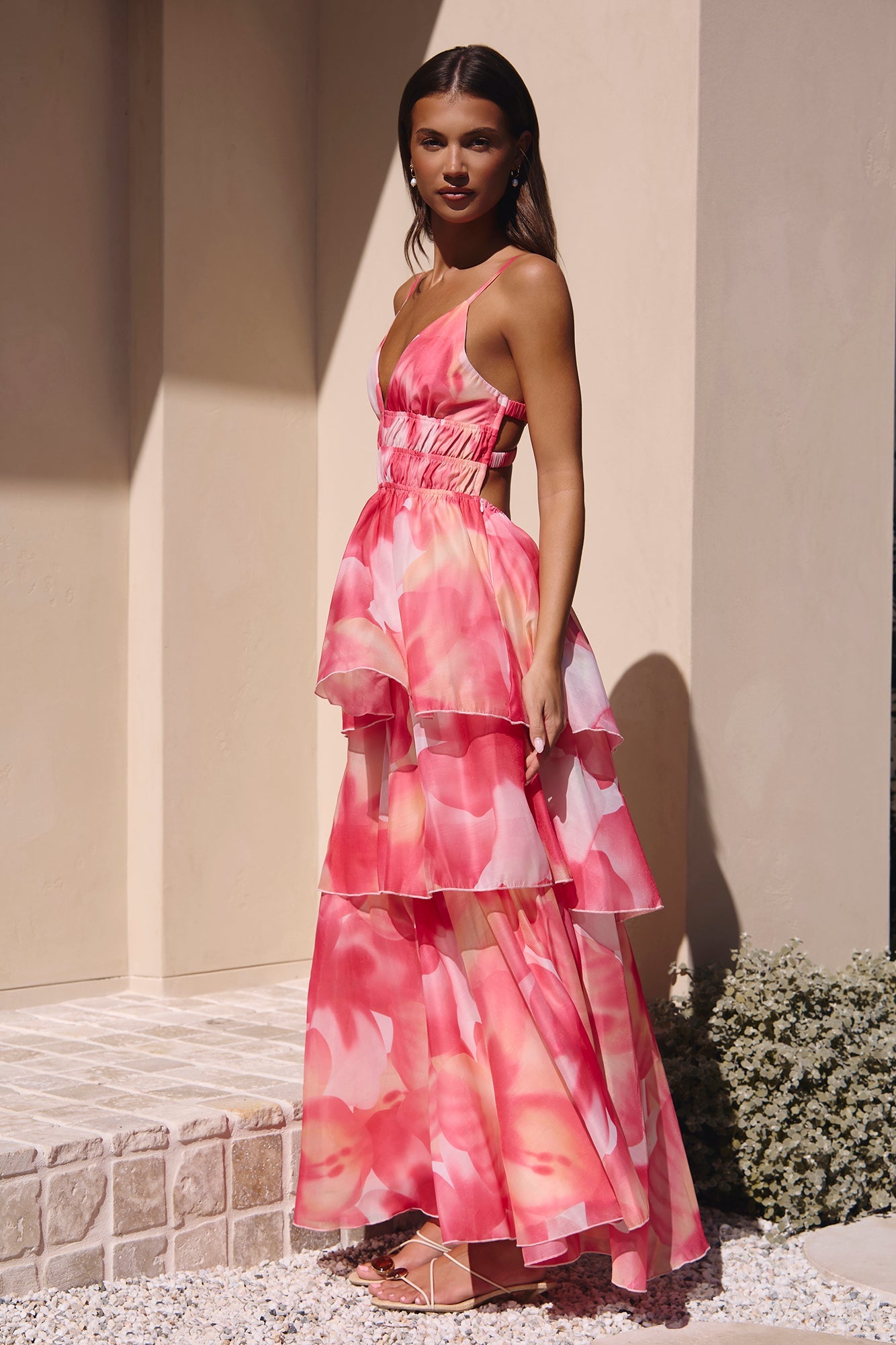 Arabella Silk Maxi Dress in Blush