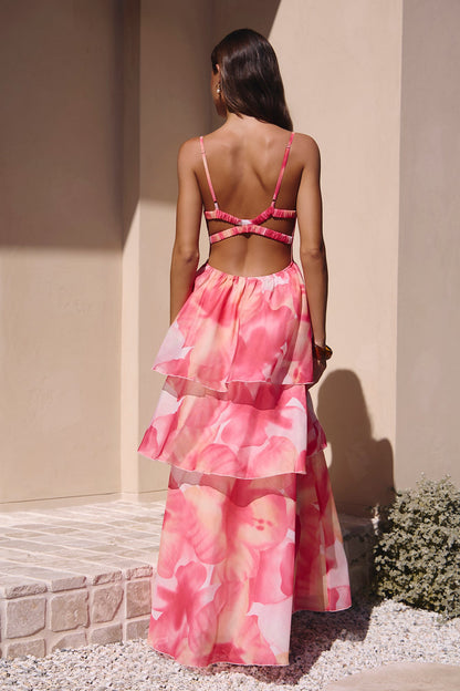 Arabella Silk Maxi Dress in Blush