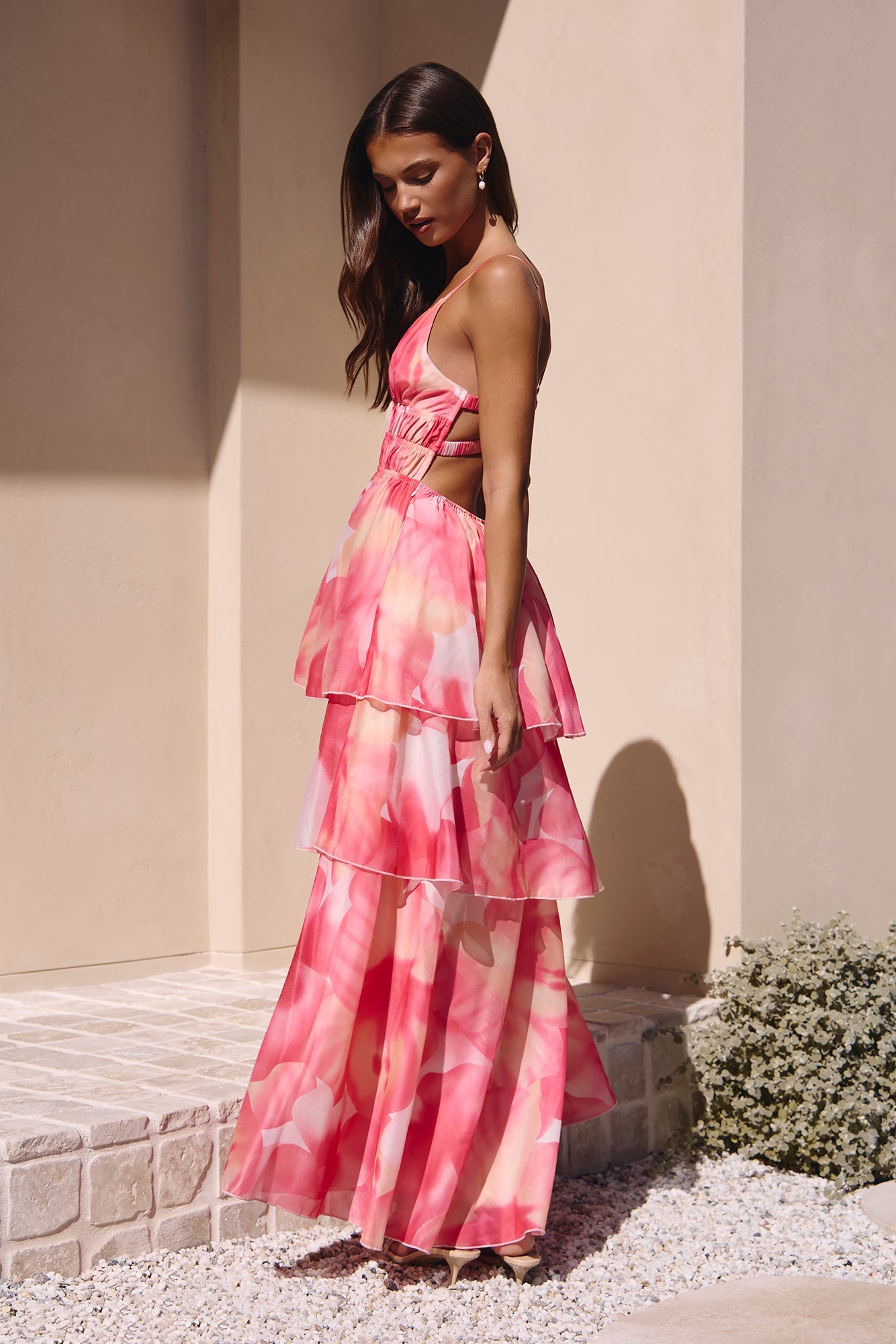 Arabella Silk Maxi Dress in Blush