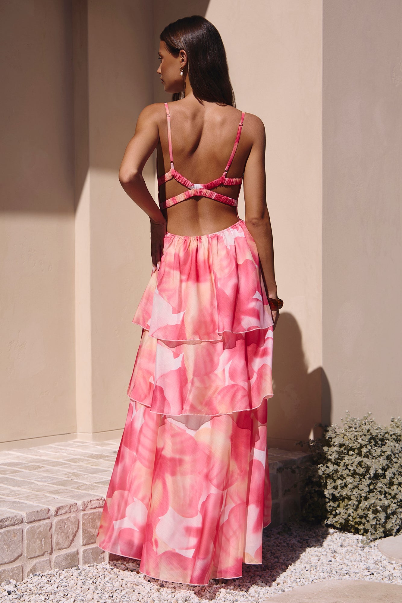 Arabella Silk Maxi Dress in Blush