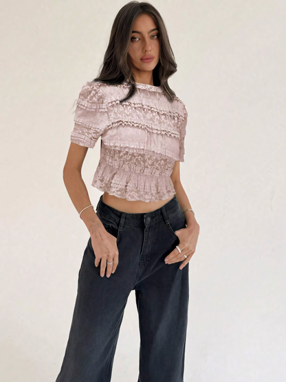 Blush Lace Smock Top