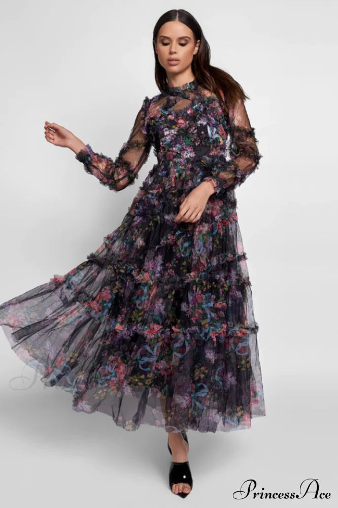Apricot Georgina Ruffle Maxi Dress