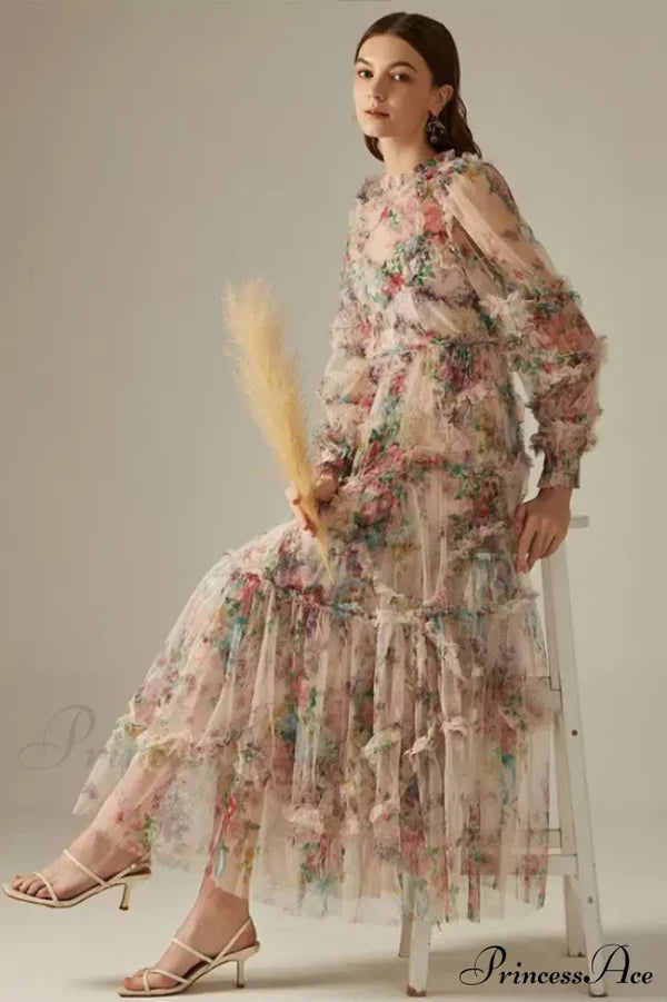 Apricot Georgina Ruffle Maxi Dress