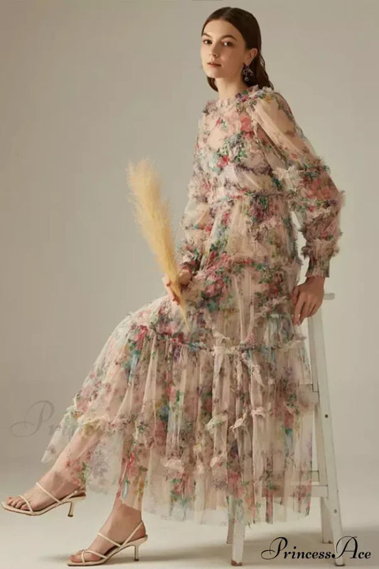 Apricot Georgina Ruffle Maxi Dress