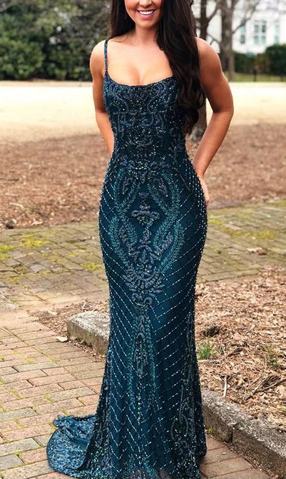 Picture Color Estelle Beaded Mermaid Evening Dress