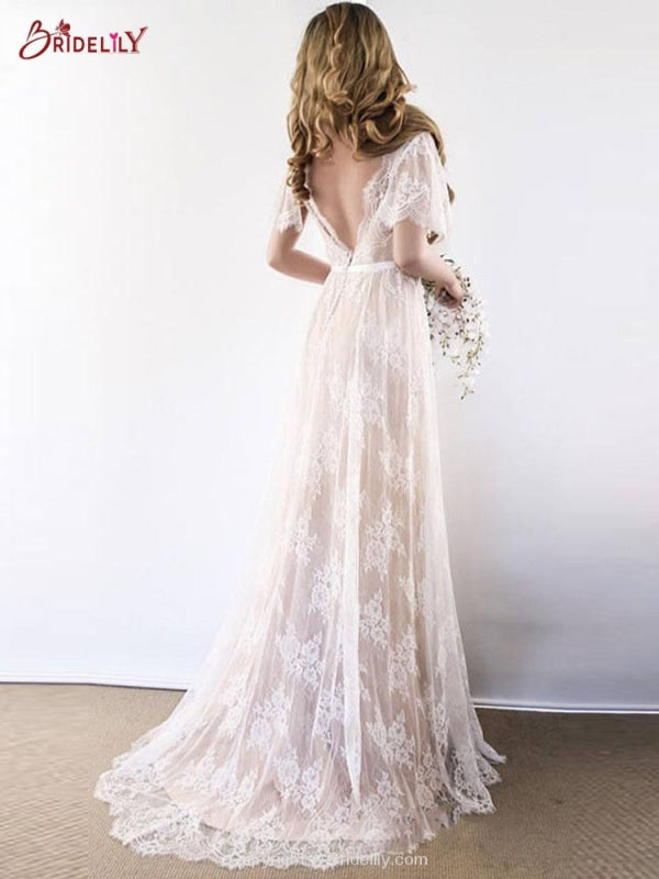 Neck Cap Sleeves Lace Wedding Dresses Margot Lace Wedding Dress