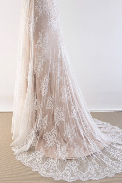 Neck Cap Sleeves Lace Wedding Dresses Margot Lace Wedding Dress