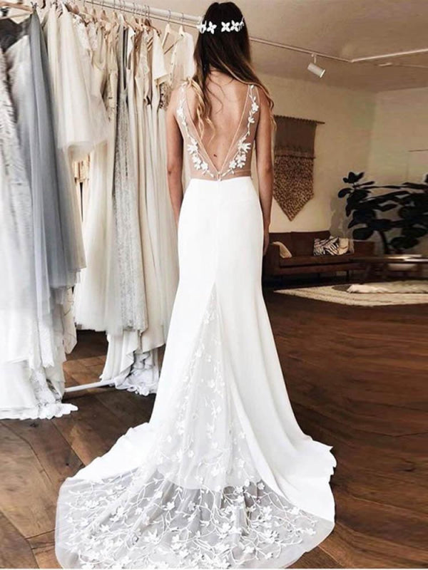 neck Lace Backless Mermaid Wedding Dresses Margot Lace Wedding Dress