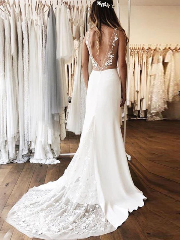 neck Lace Backless Mermaid Wedding Dresses Margot Lace Wedding Dress