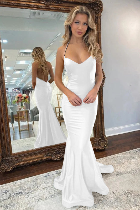 Neck Royal Blue Mermaid Prom Dress Backless Margot Lace Wedding Dress