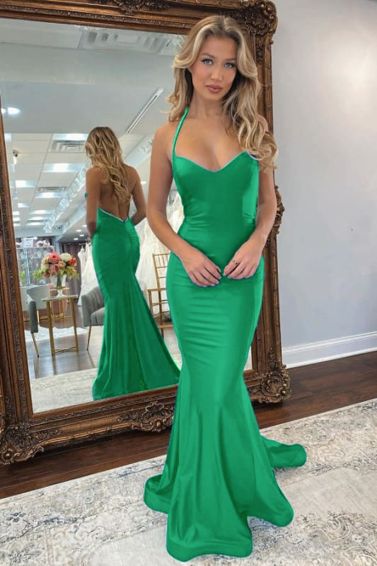 Neck Royal Blue Mermaid Prom Dress Backless Margot Lace Wedding Dress