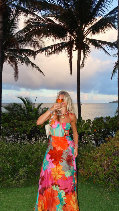 Orange Floral Rahima Floral Maxi Dress