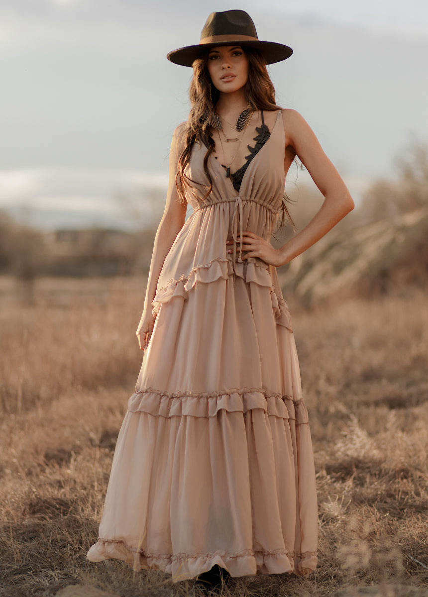 Warm Taupe Hadleigh Paisley Print Dress