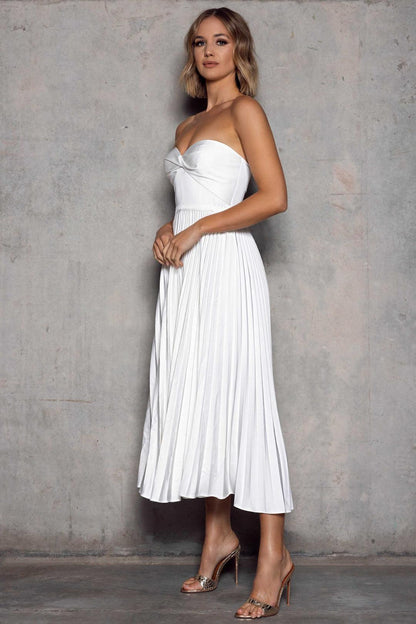 White Hailey Linen Shift Dress in Palm Green