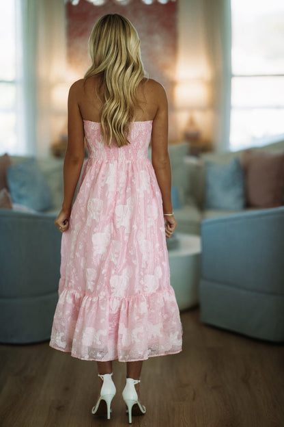 Pink Isadora Crepe Midi Dress in Blush