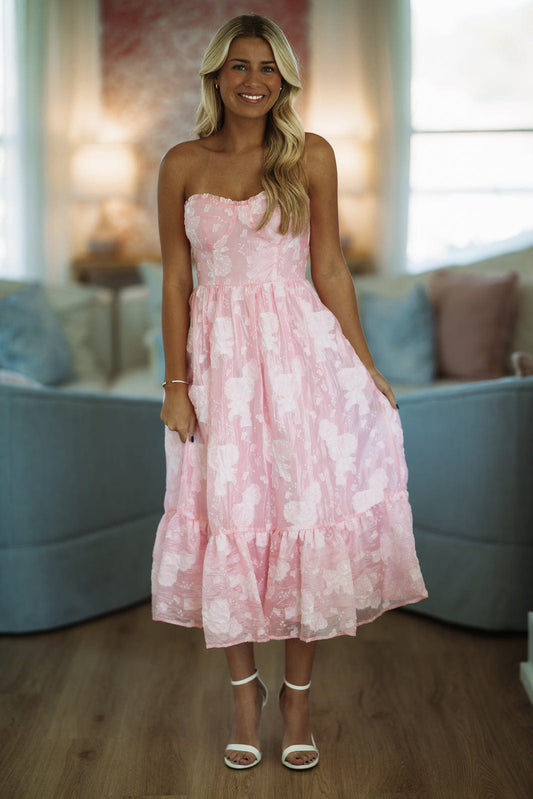 Pink Isadora Crepe Midi Dress in Blush