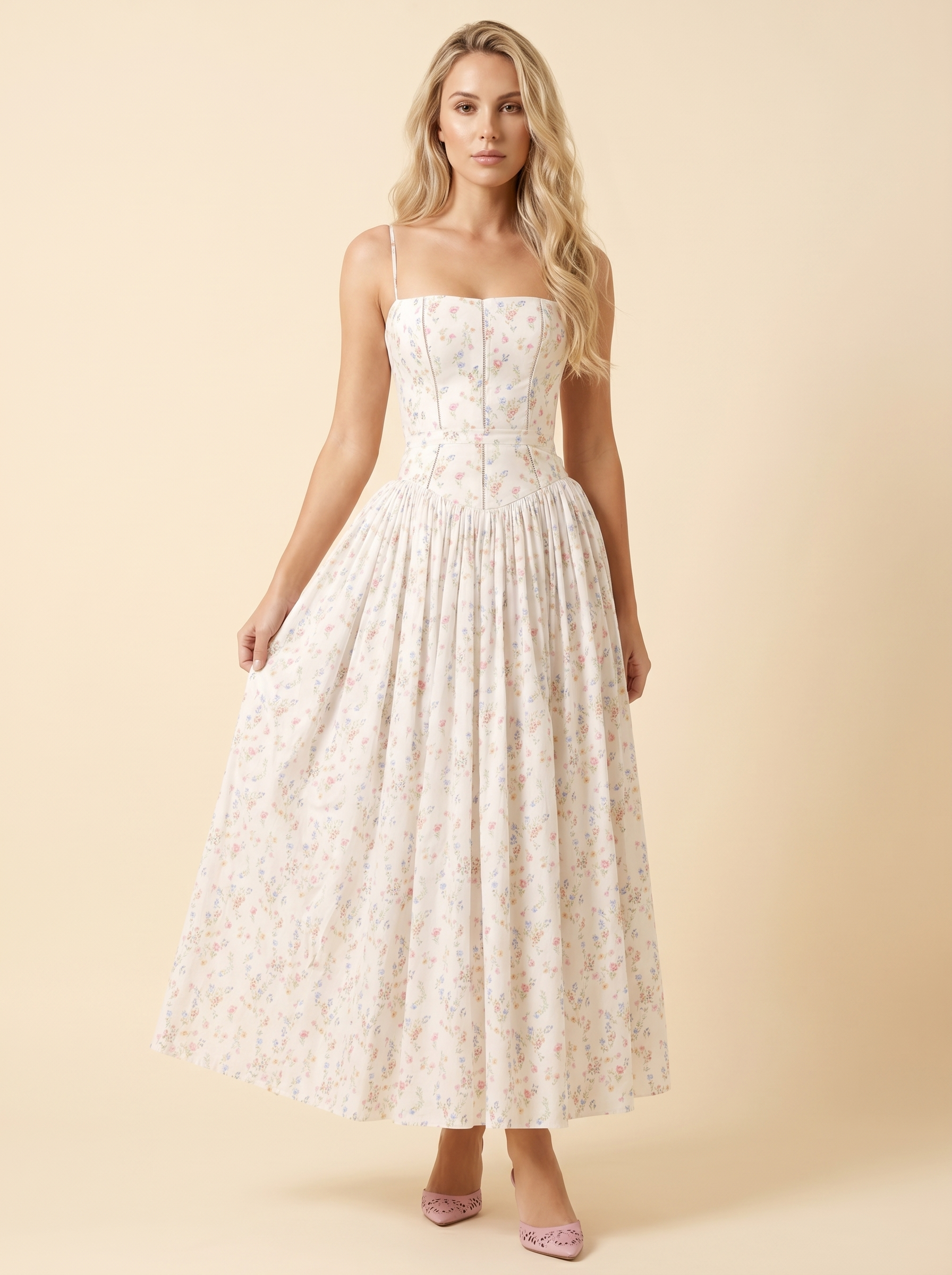 blue medallion floral estelle scalloped dress Floral Dresses by Estelle Clothing US  Estelle Clothing USA