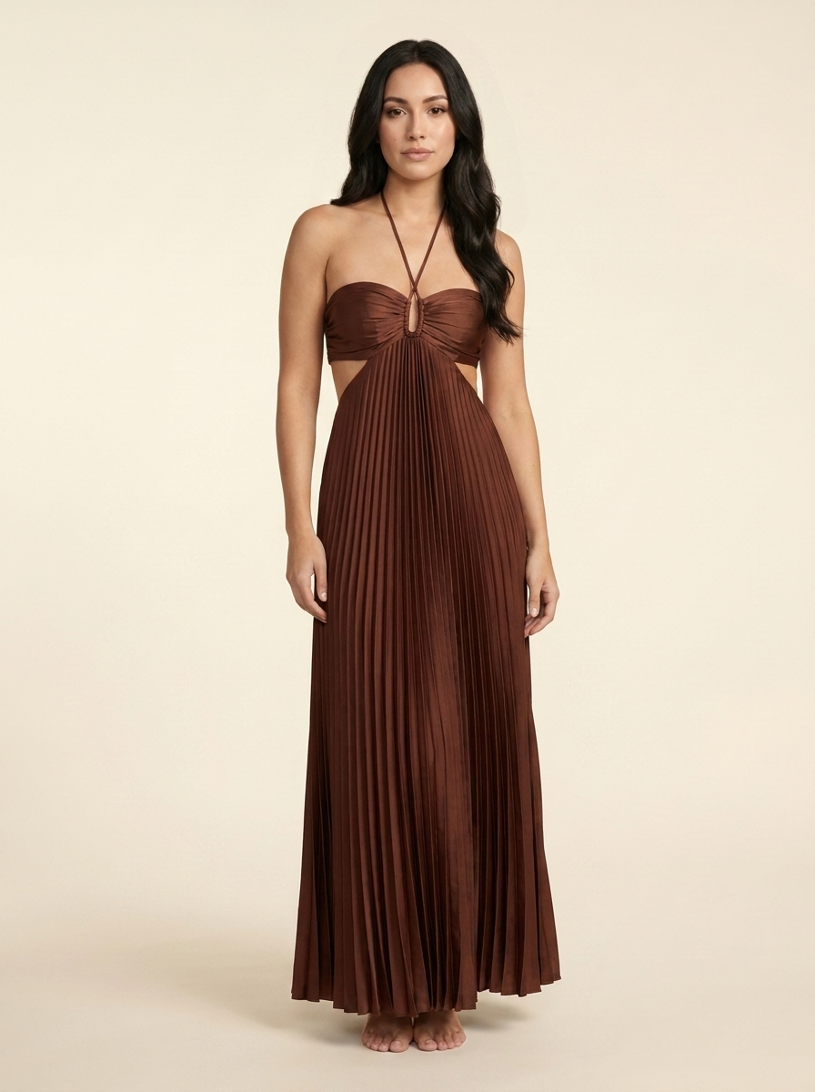 Sienna Maxi Cocoa Satin front