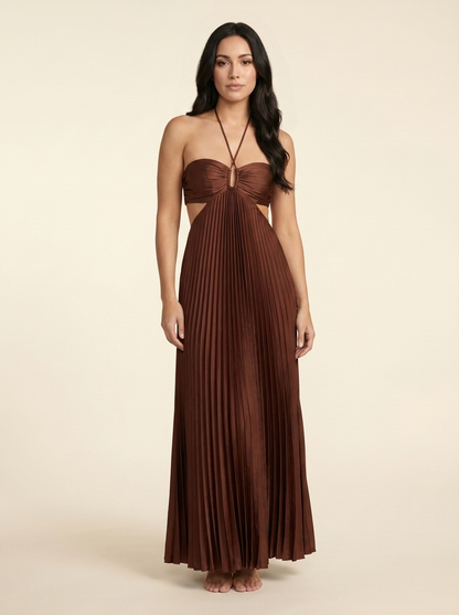 Sienna Maxi Cocoa Satin front
