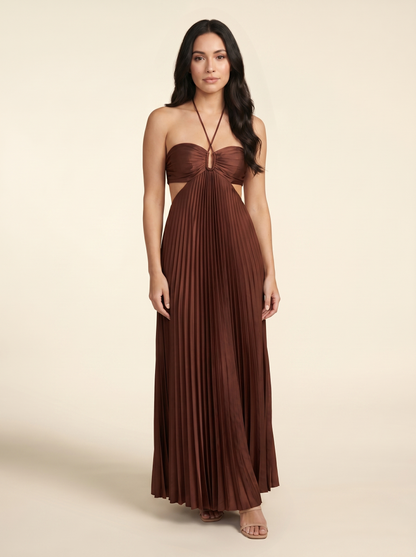 Sienna Maxi Cocoa Satin front