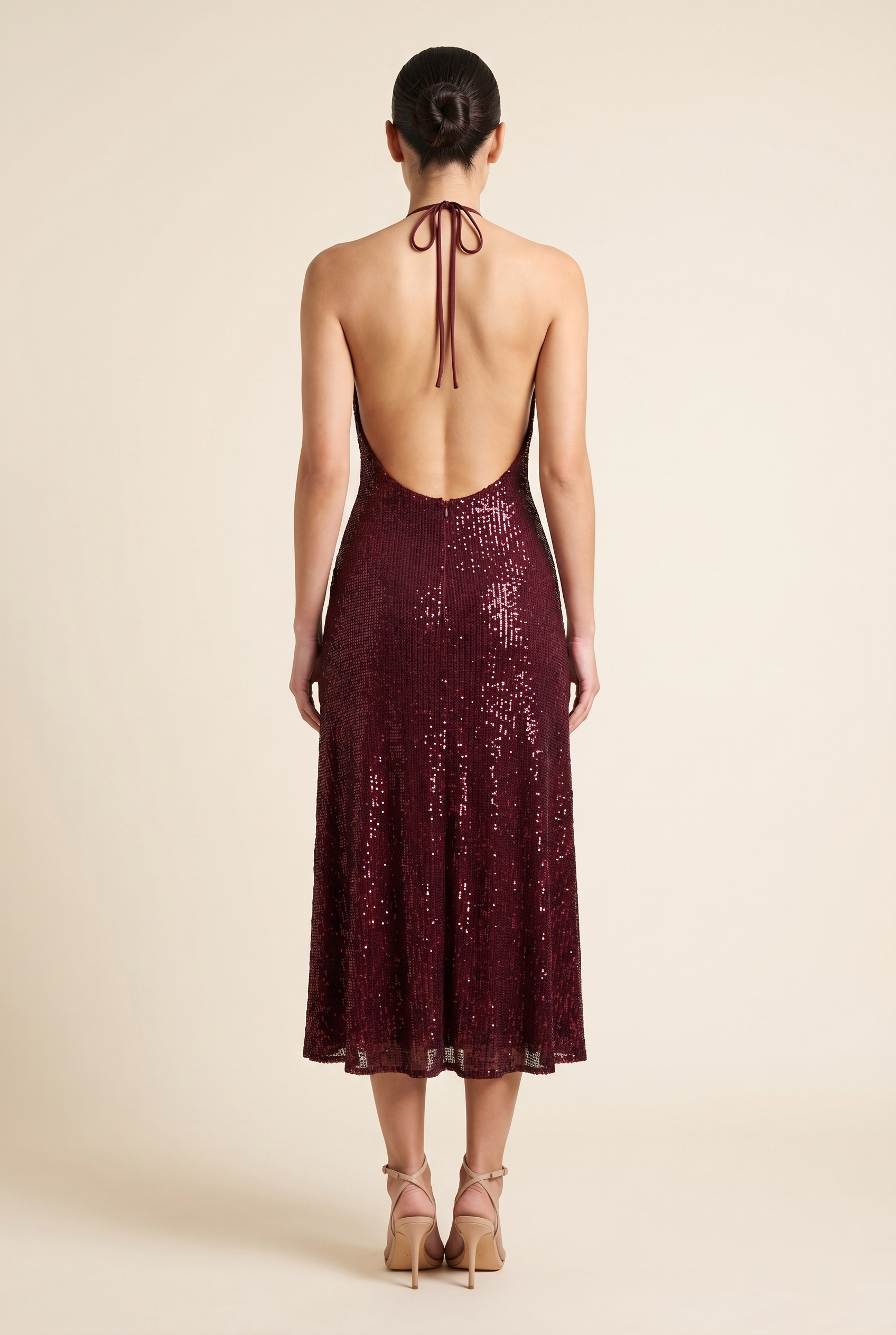 MONROE MIDI DRESS Burgundy back
