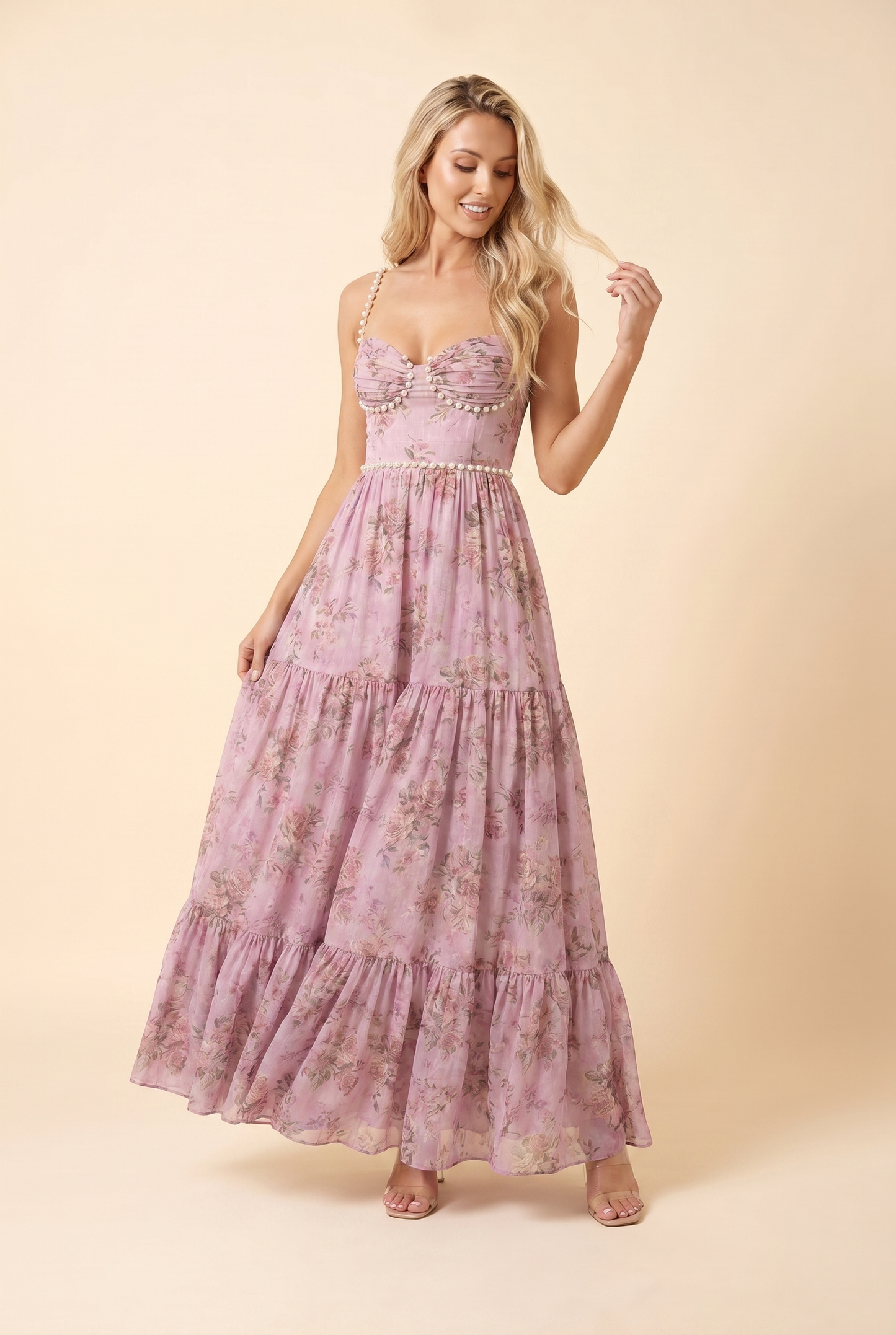 BIANCA MAXI DRESS Rose Garden front