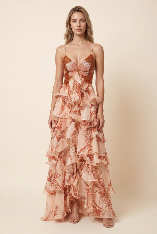 ISA MAXI DRESS Orange front