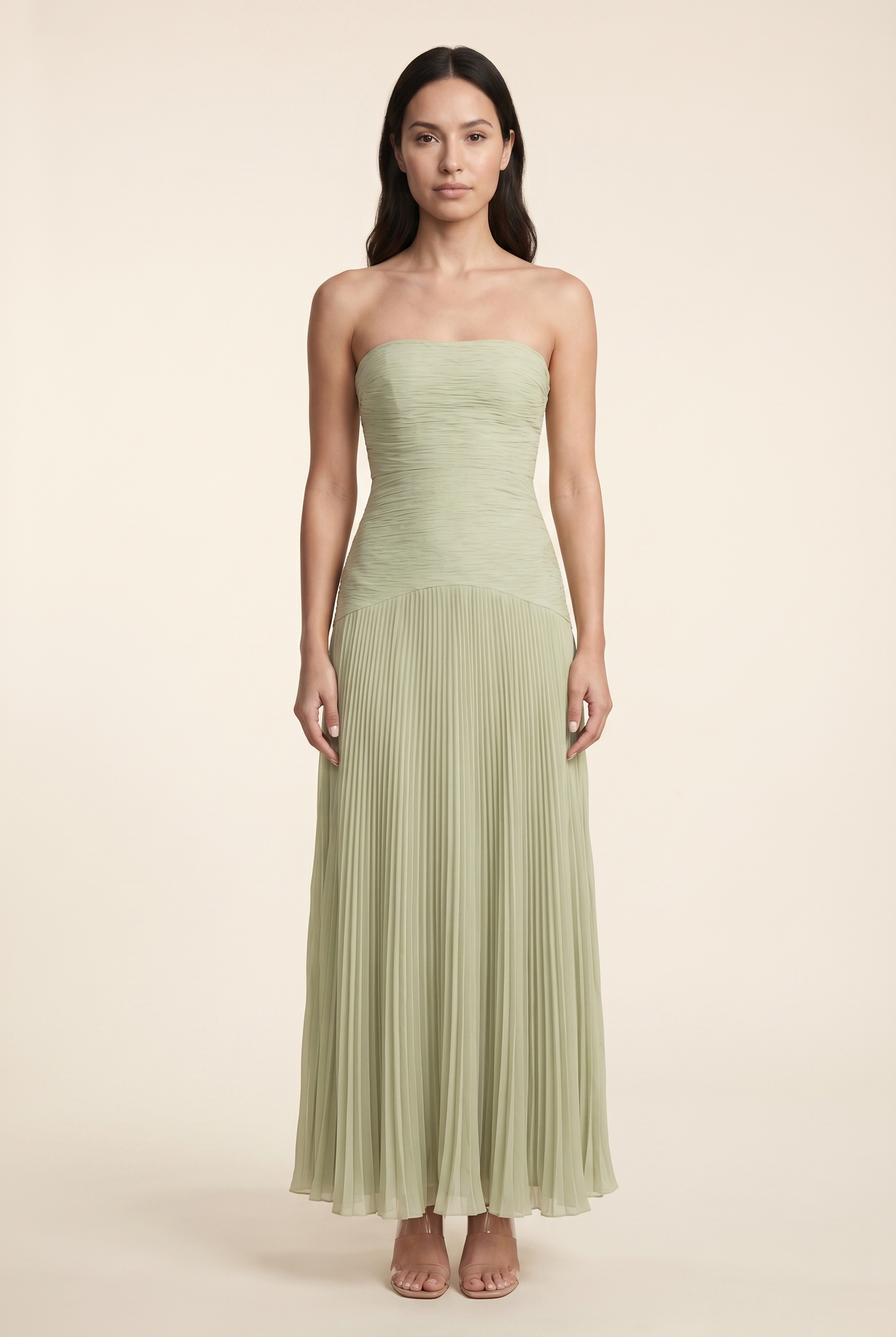 EVI MAXI DRESS Sage Green front