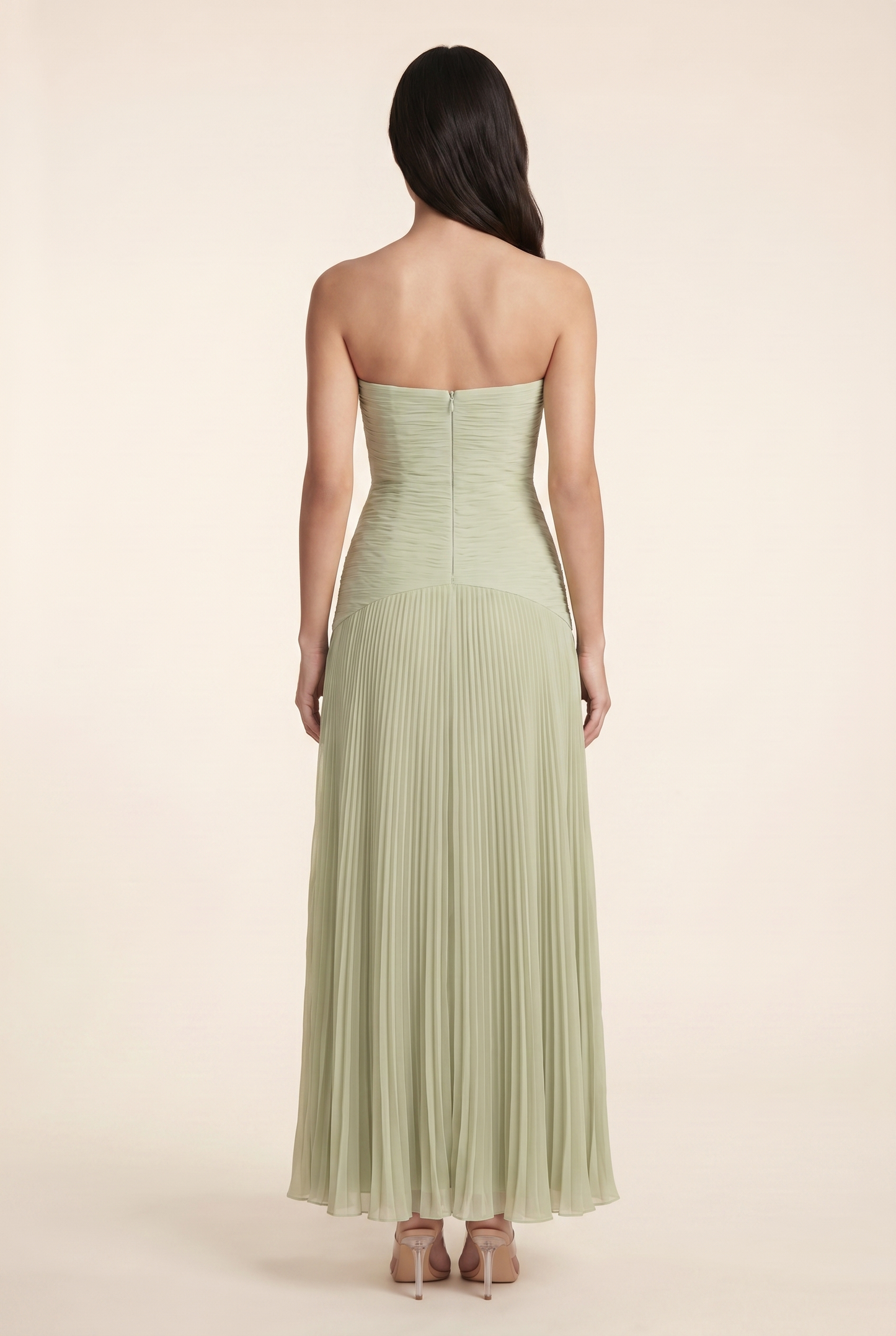 EVI MAXI DRESS Sage Green back