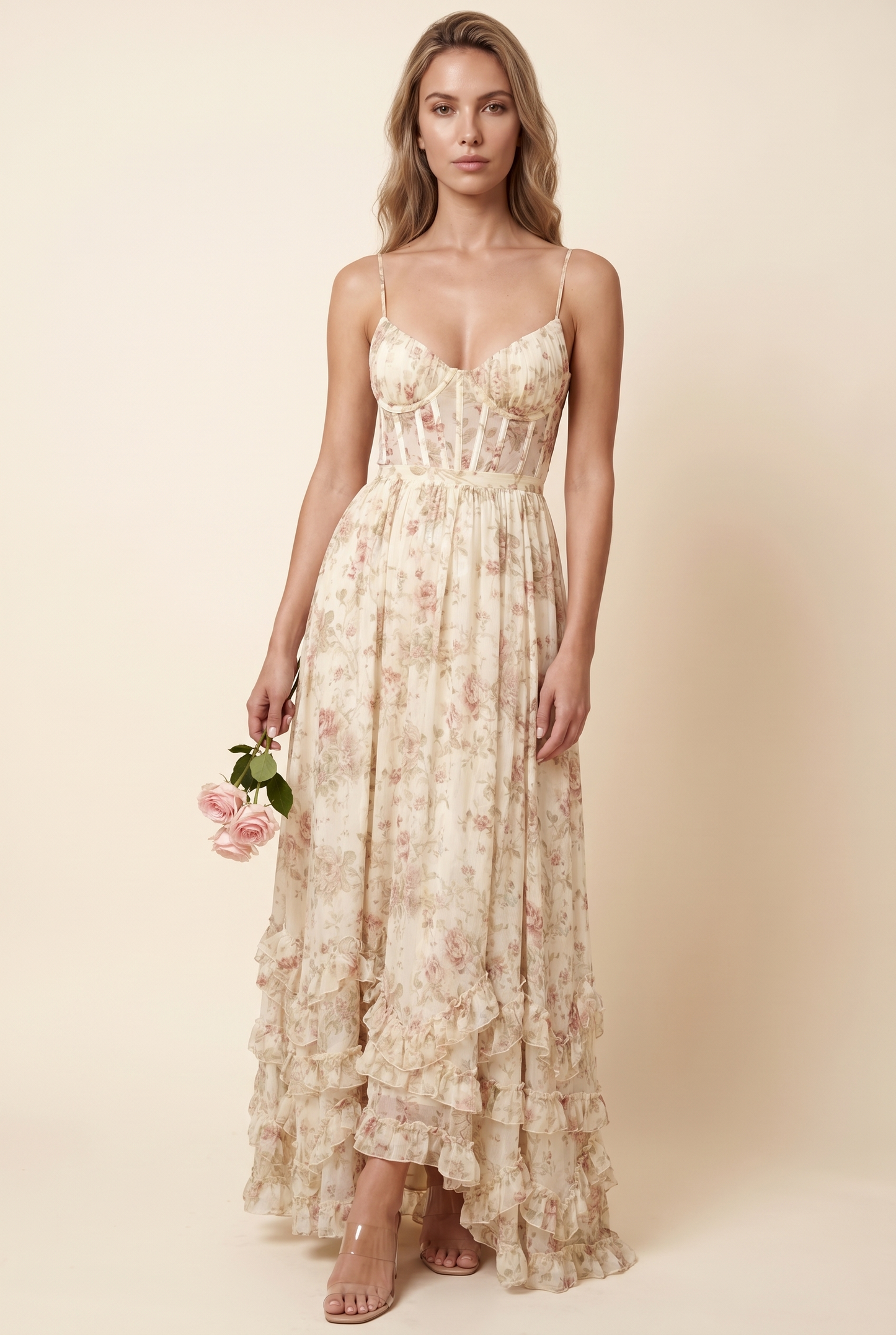 AMIRA MAXI DRESS Champagne Blush front
