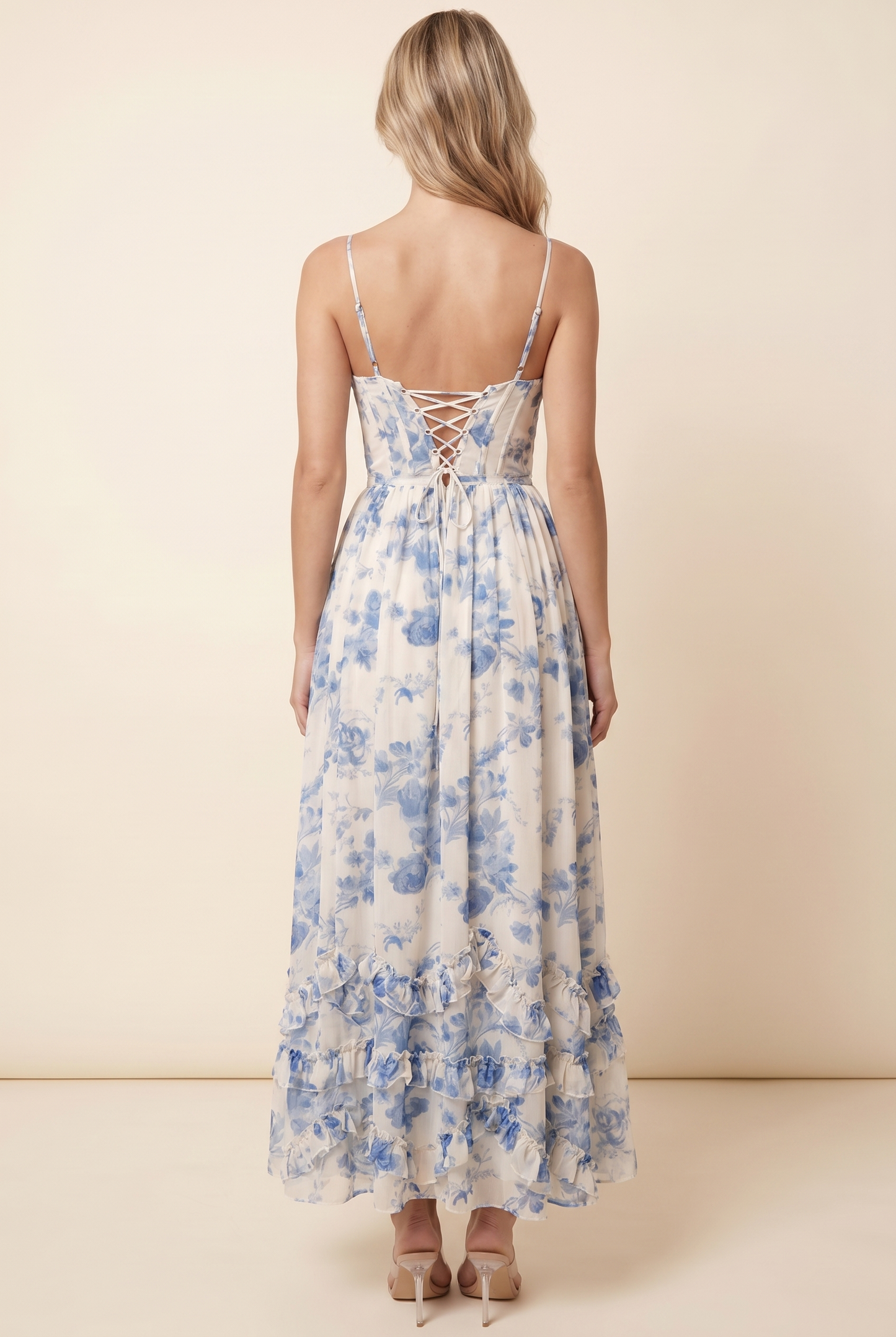 AMIRA MAXI DRESS Blue Meadow back