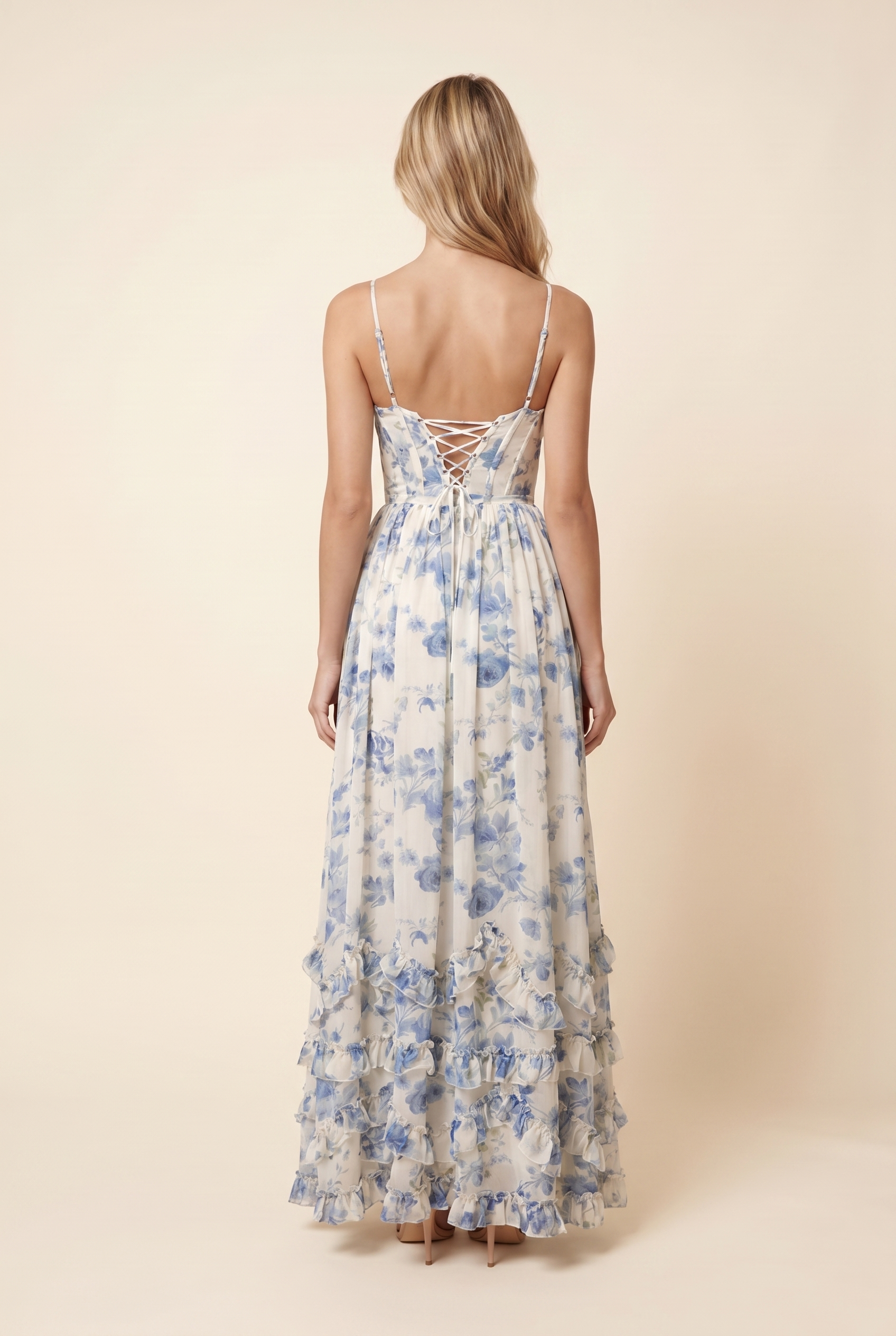 AMIRA MAXI DRESS Powder Blue back