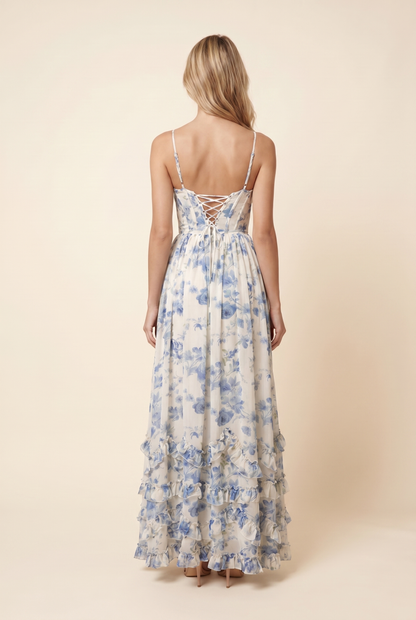 AMIRA MAXI DRESS Powder Blue back
