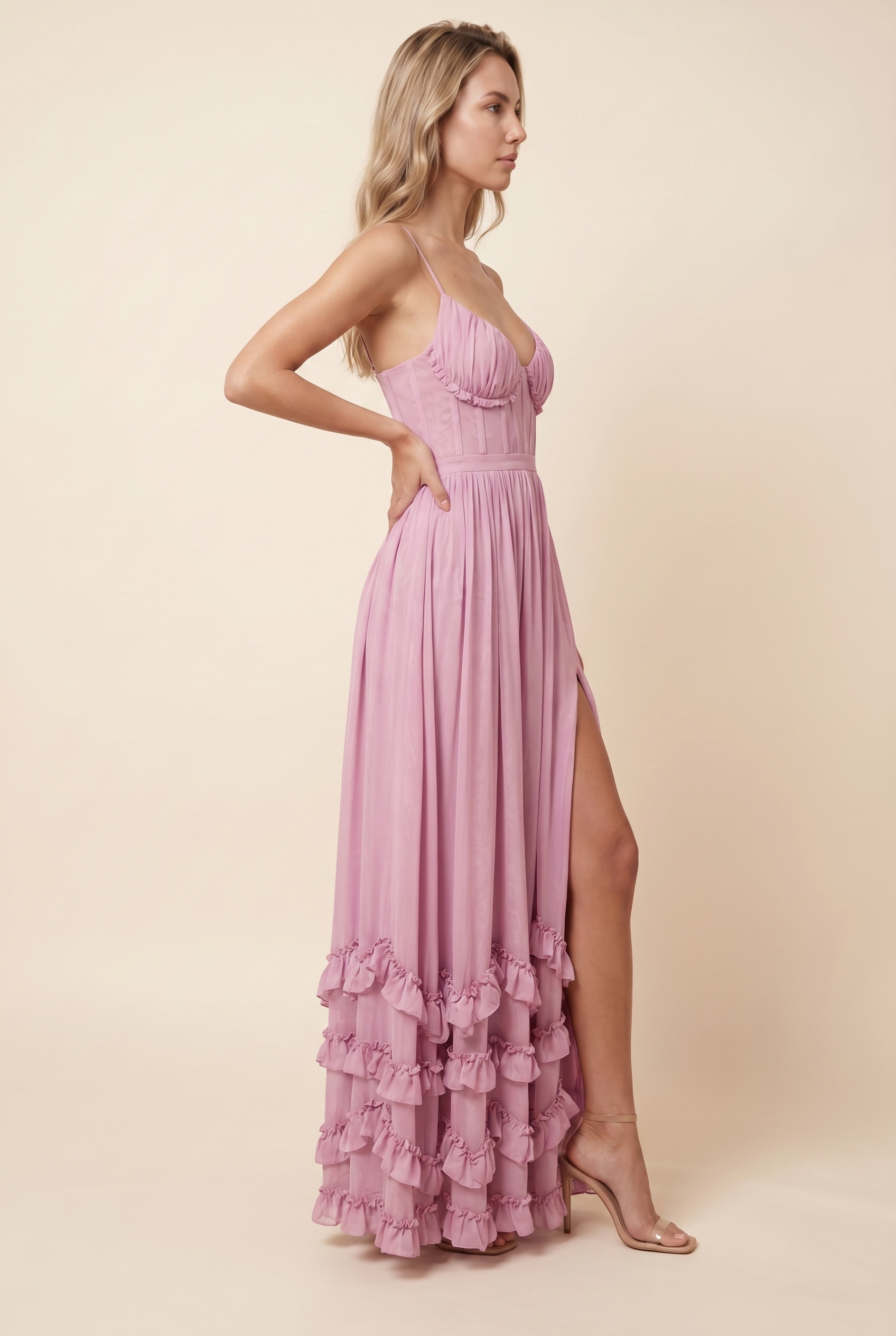 AMIRA MAXI DRESS Rose Petal side