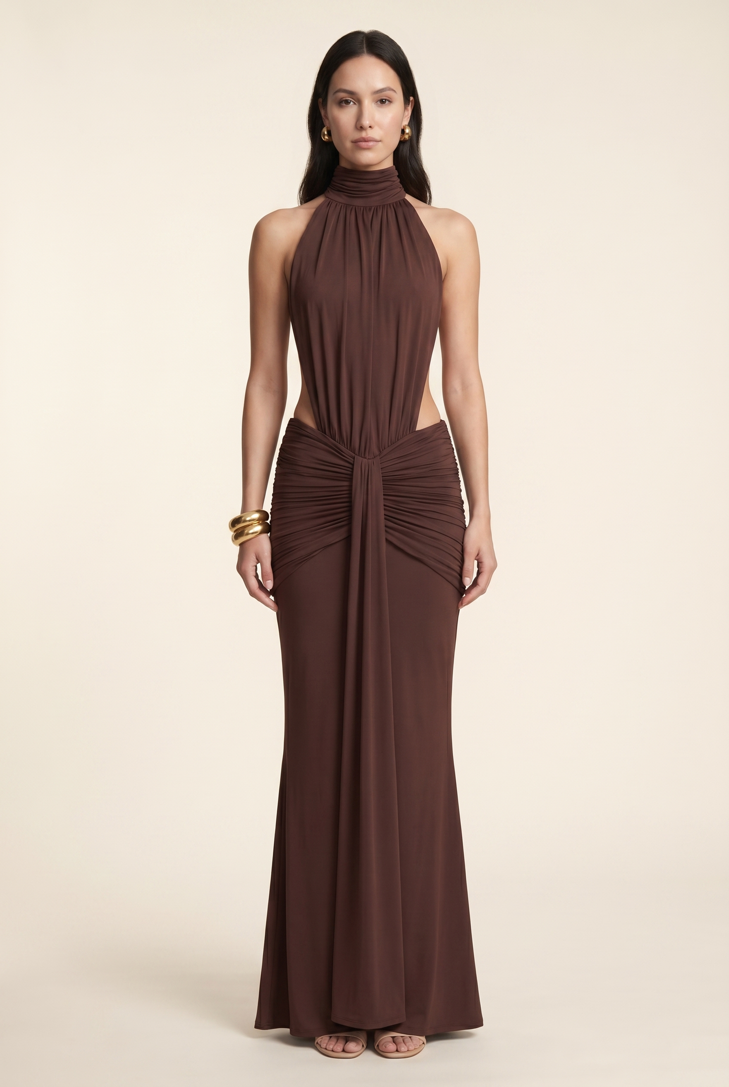 CLARA MAXI DRESS Brown front