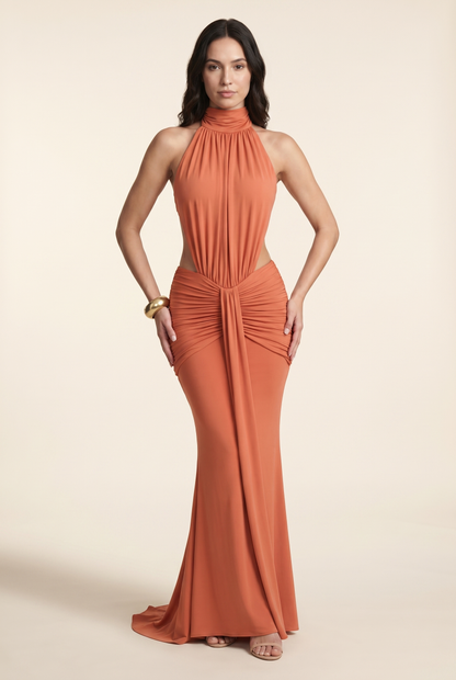 CLARA MAXI DRESS Burnt Orange front