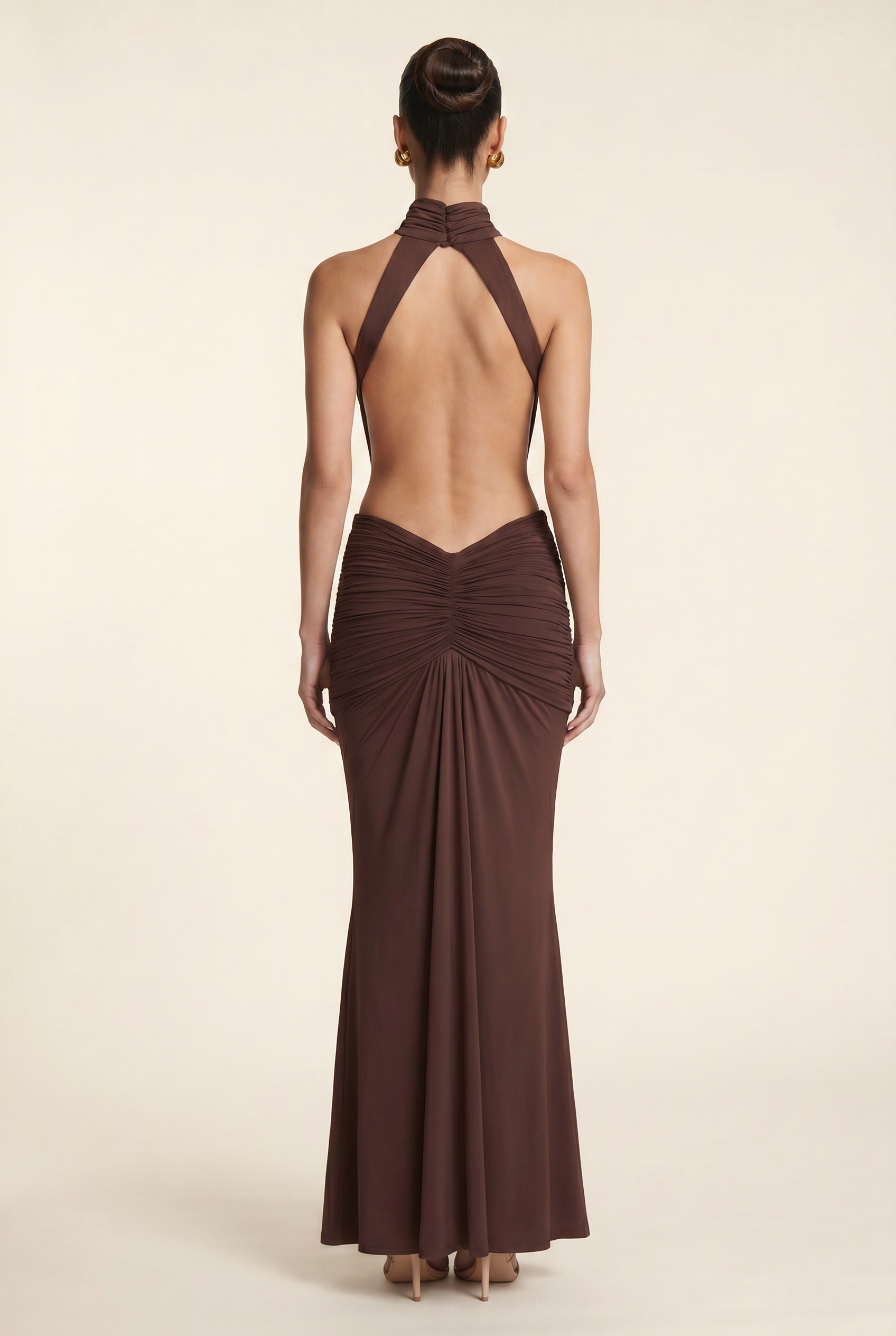 CLARA MAXI DRESS Brown back