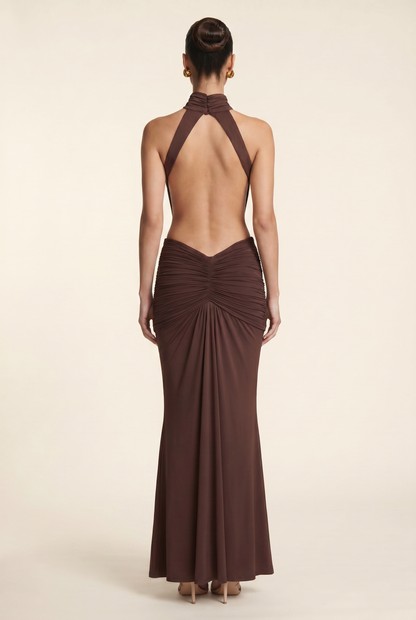 CLARA MAXI DRESS Brown back