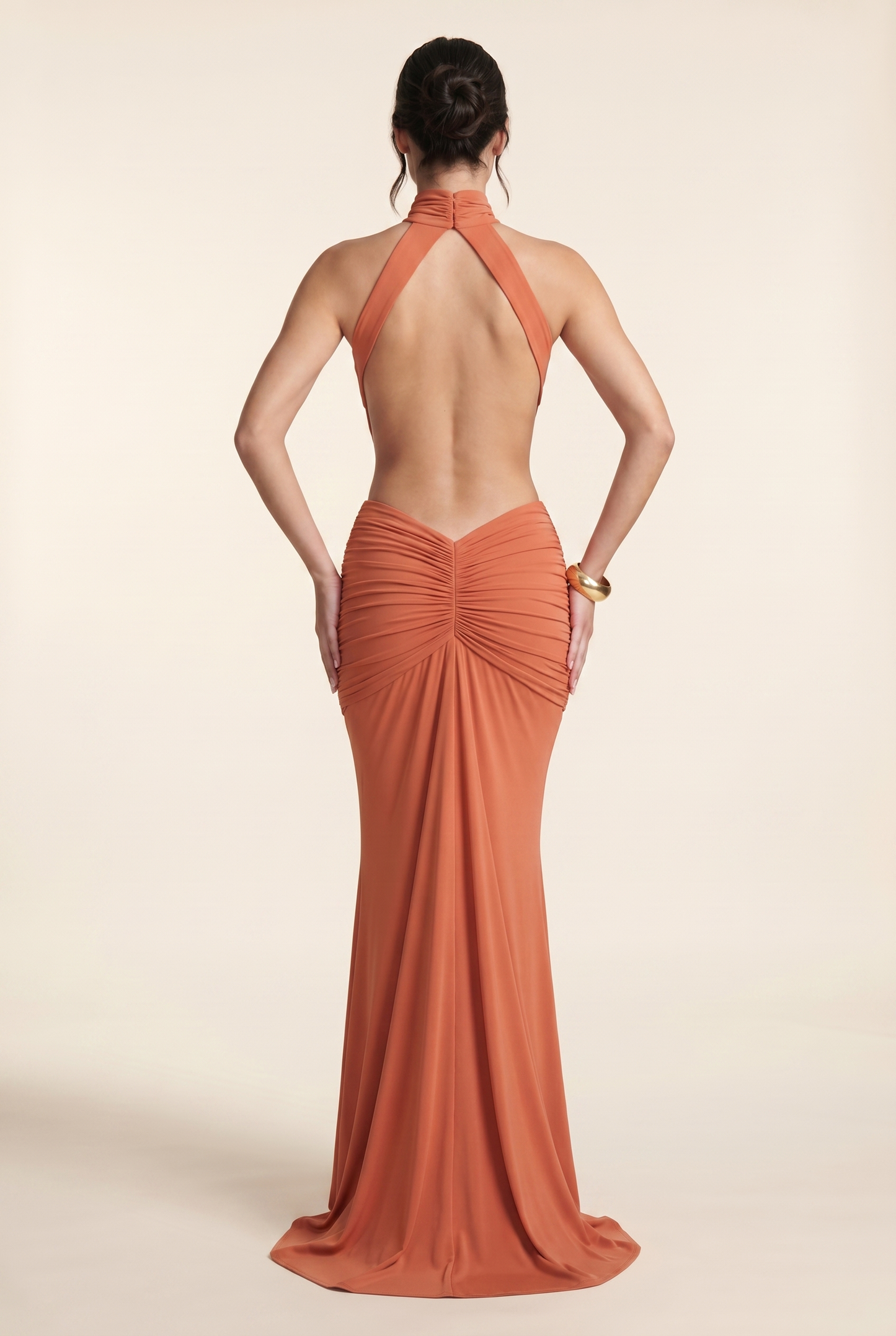 CLARA MAXI DRESS Burnt Orange back