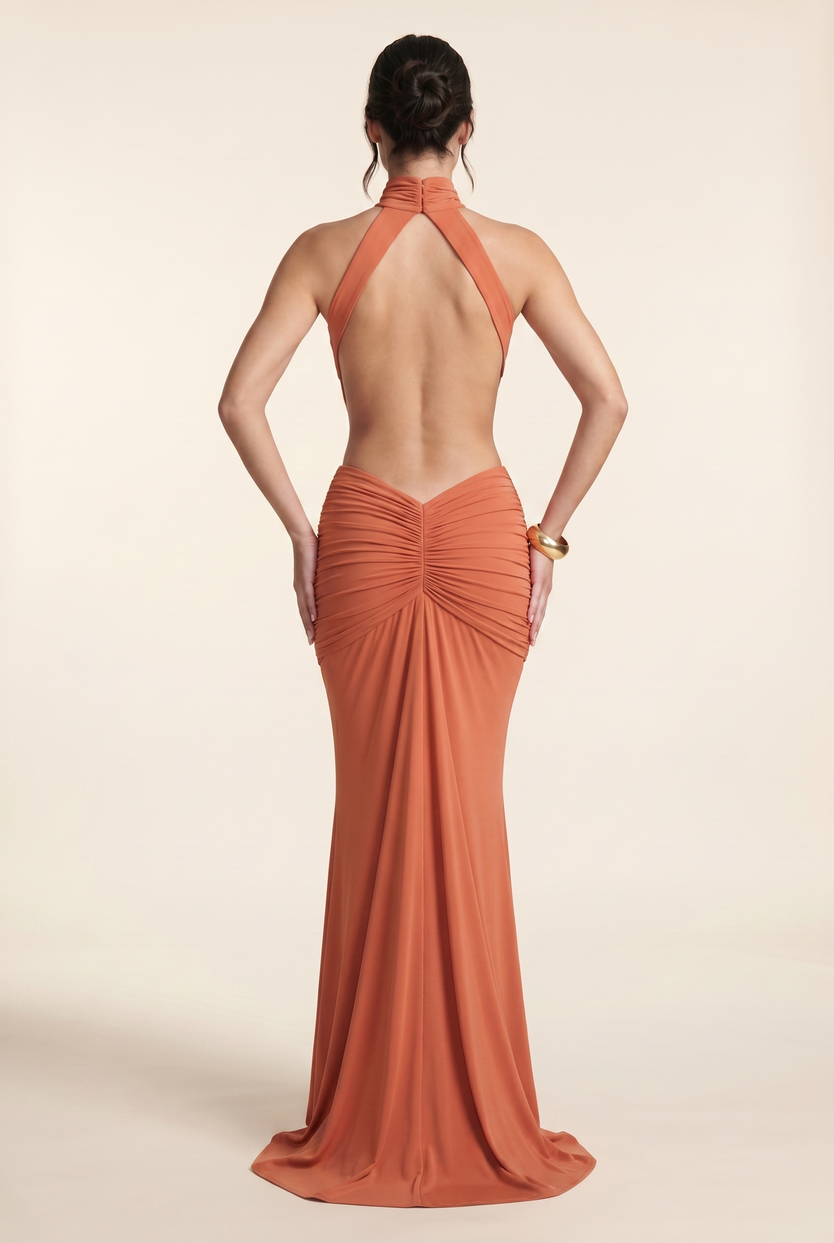 CLARA MAXI DRESS Burnt Orange back