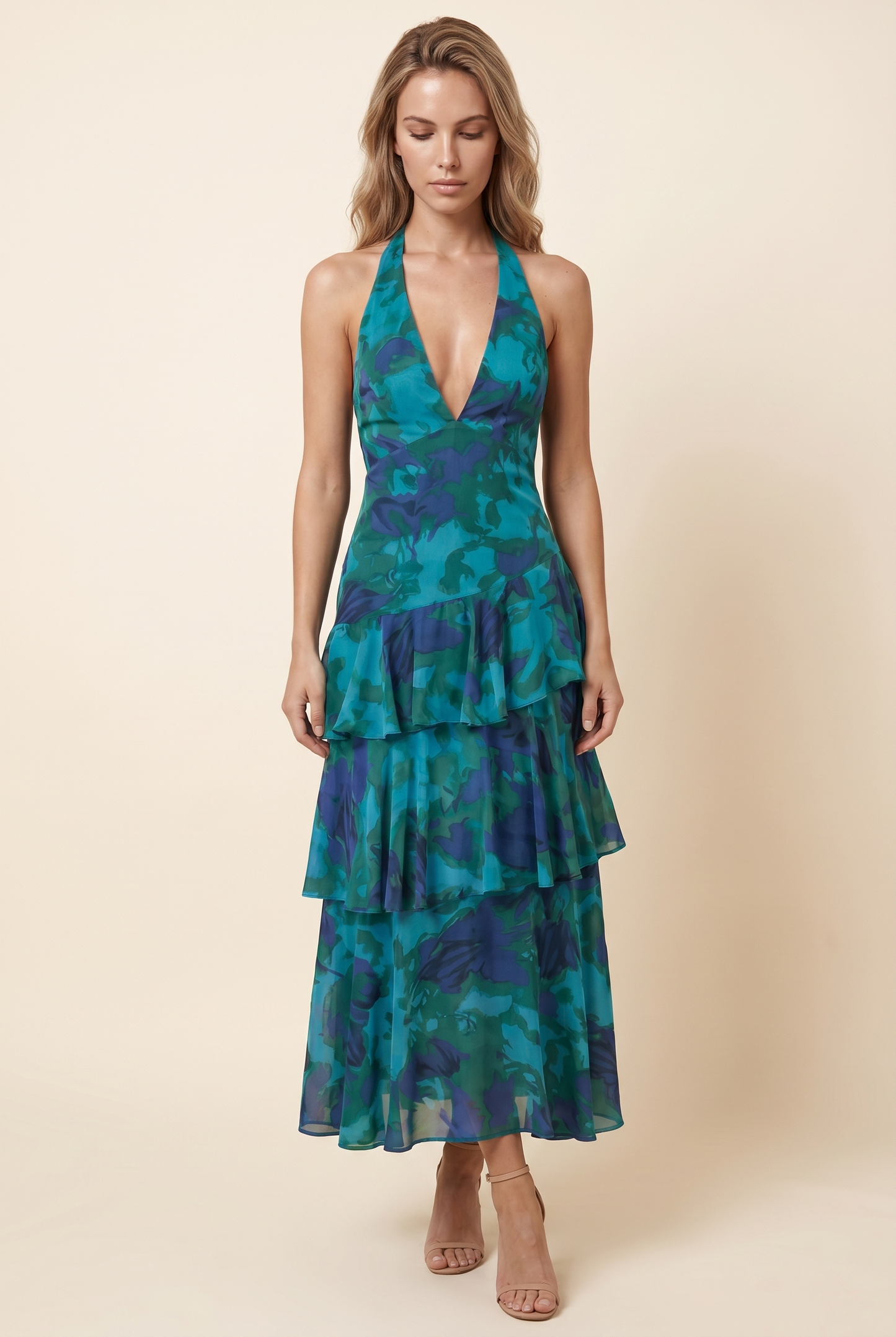 ELINA MAXI DRESS Turquoise front
