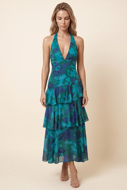 ELINA MAXI DRESS Turquoise front