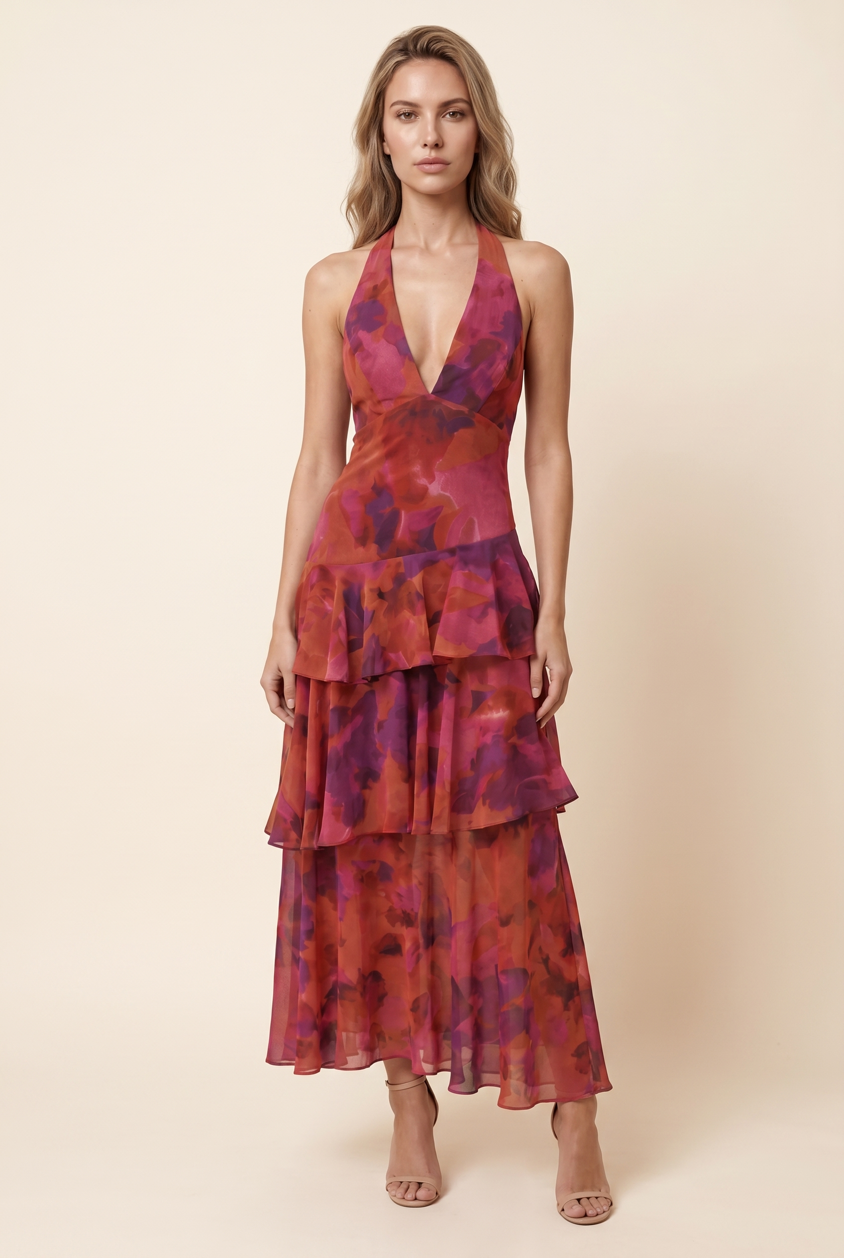 ELINA MAXI DRESS Dark Rose front